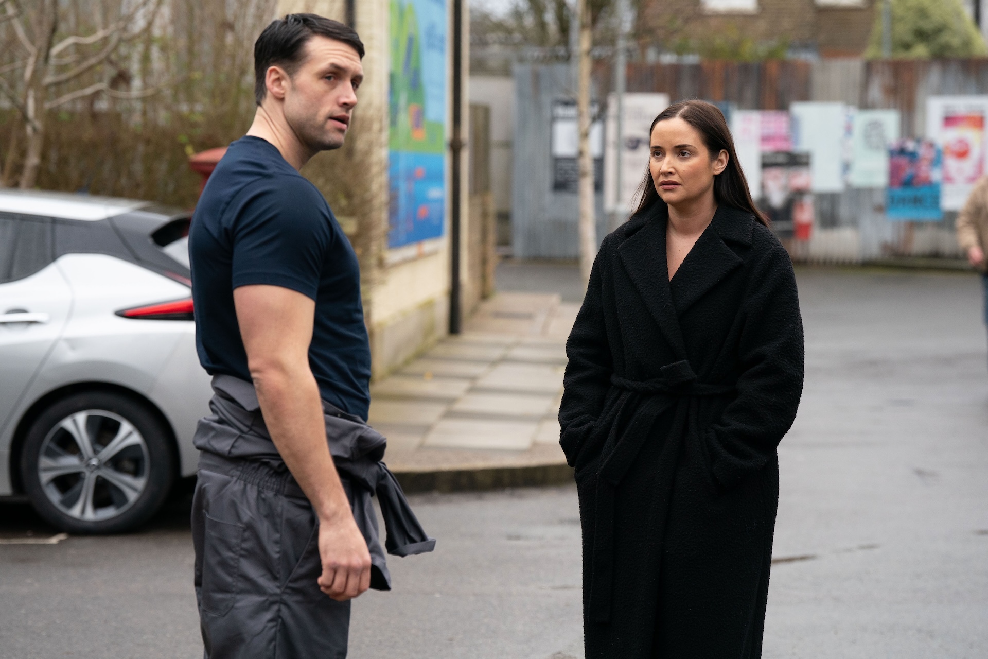 Mark and Lauren talking in the Square in EastEnders spoilers
