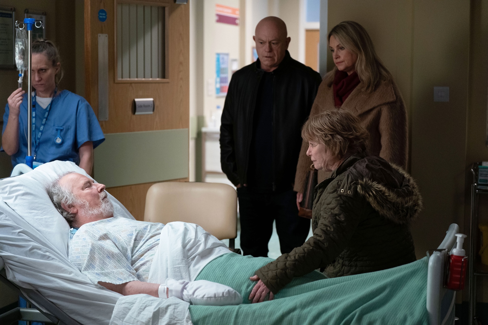 Grant and Sam visit Nigel in hospital in EastEnders spoilers 