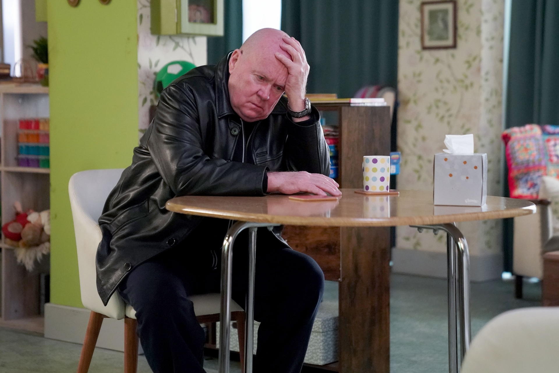 Phil looking sad at the care home in EastEnders 