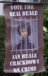 Ian's campaign poster with Jasmine's photo