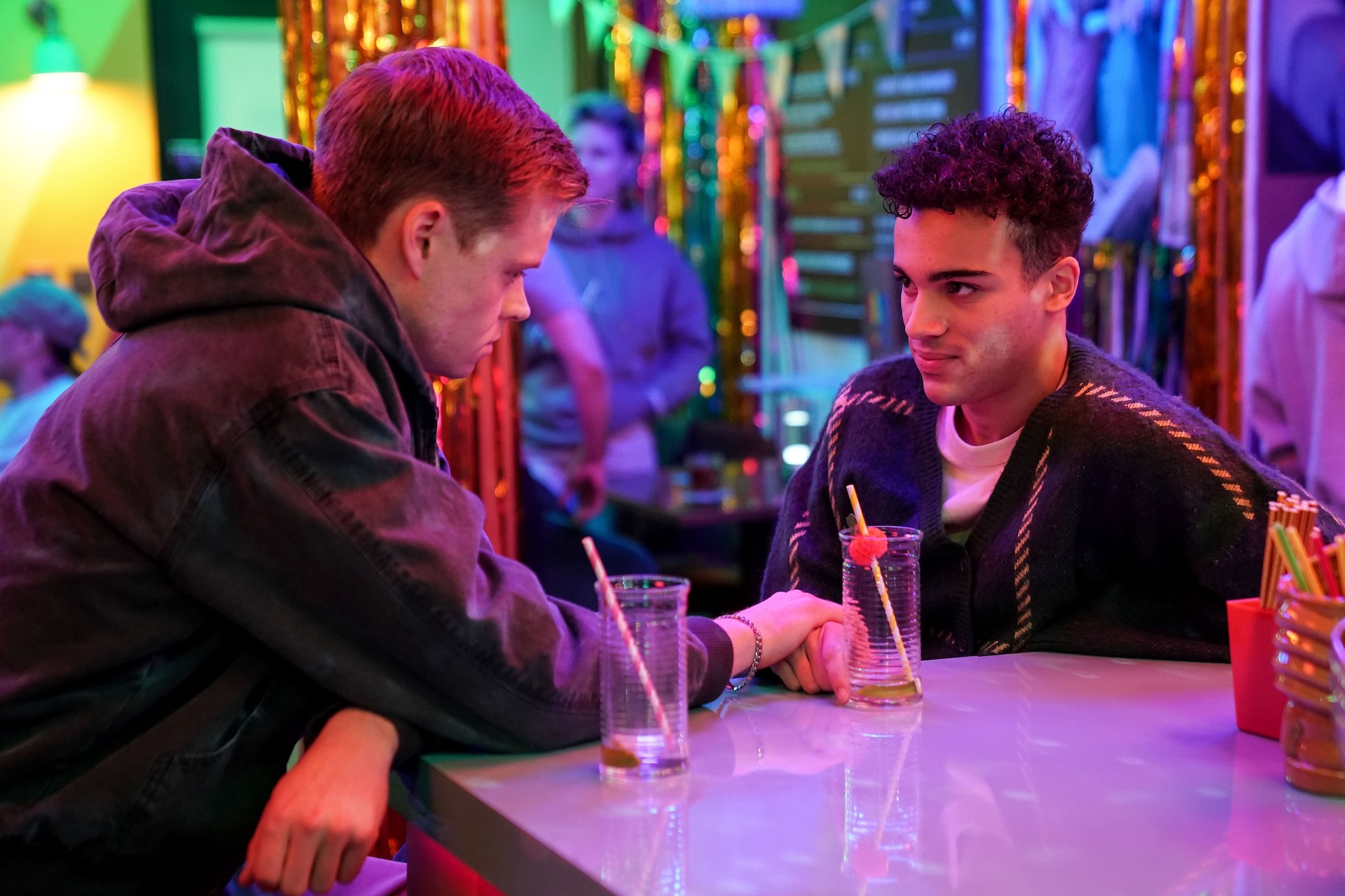 Josh and Oscar looking cosy in the Albert in EastEnders spoilers
