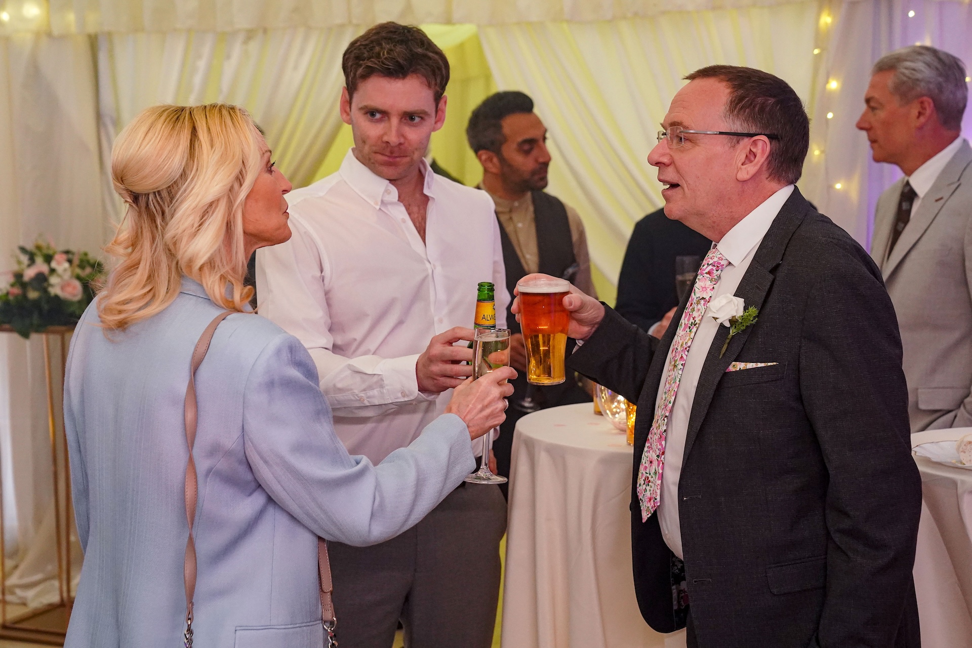 Ian, Kathy and Peter all with a drink