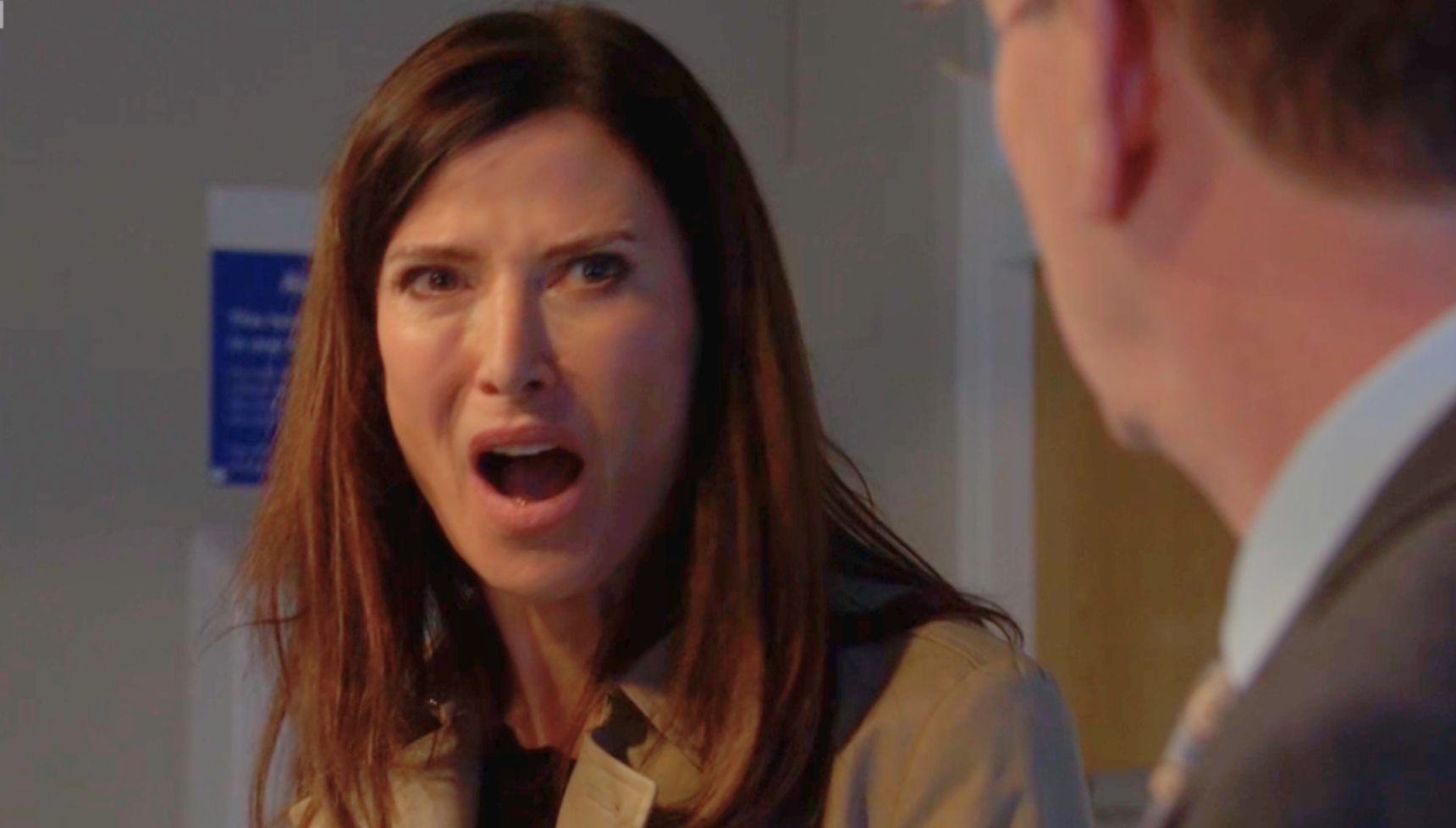 Bea looking shocked at being accused of hurting Honey in EastEnders