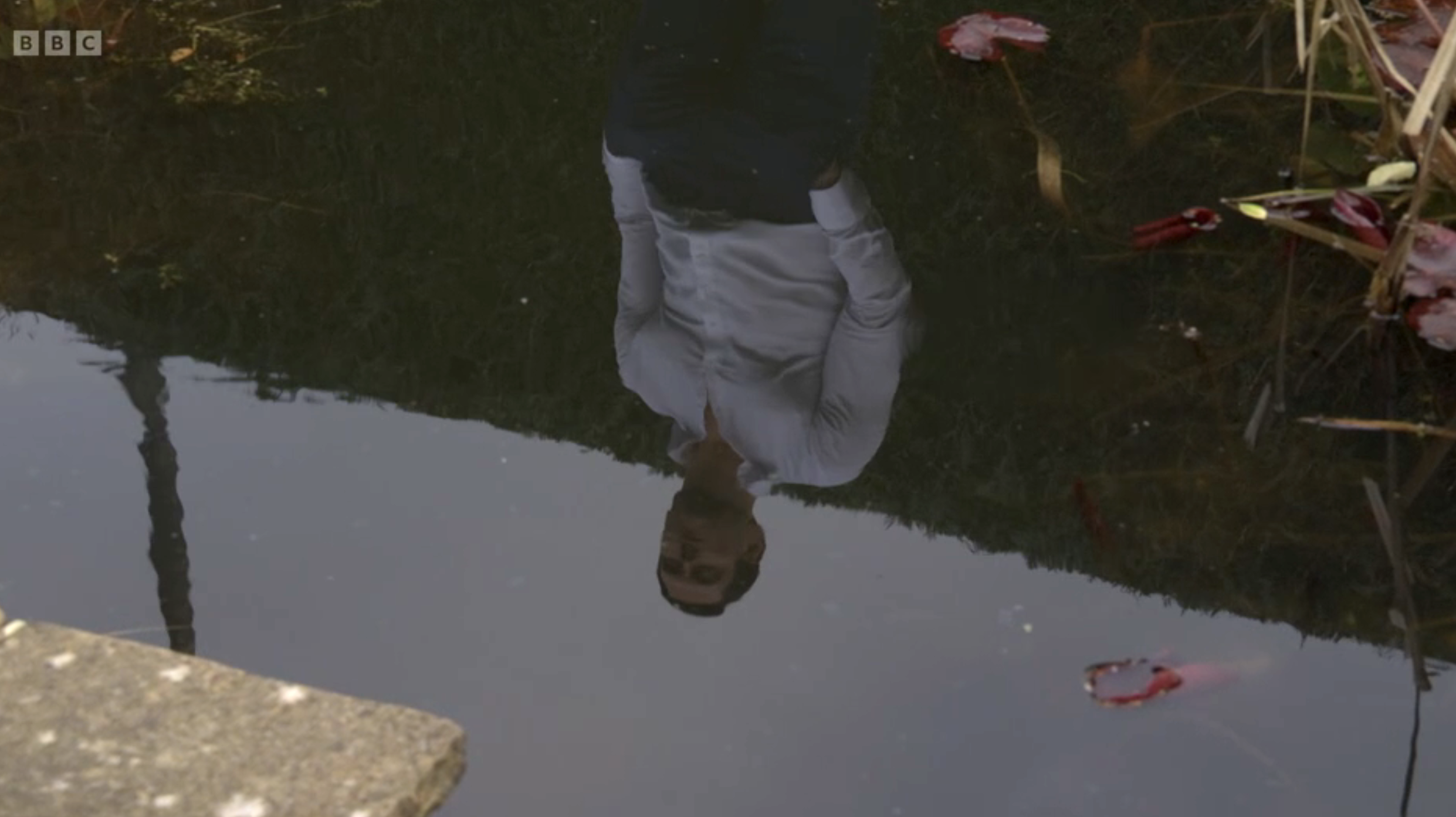 Zack staring at his reflection