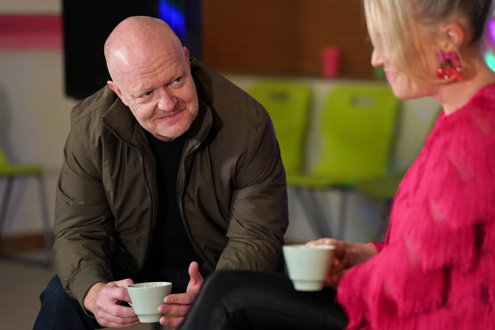 Max and Linda talking with a cup of tea in EastEnders spoilers