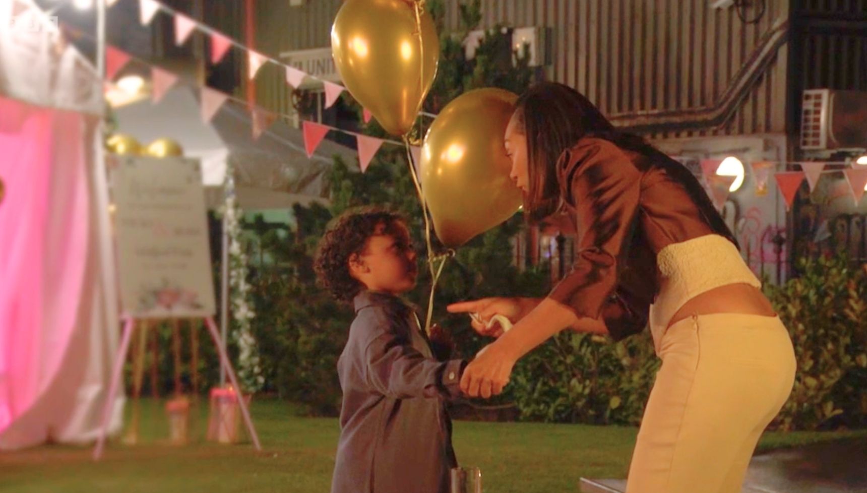 Chelsea shouts at Jordan at the wedding in today's EastEnders