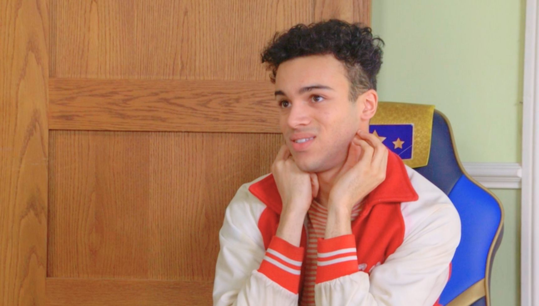 Josh looking sheepish as Kat yells at him and Oscar