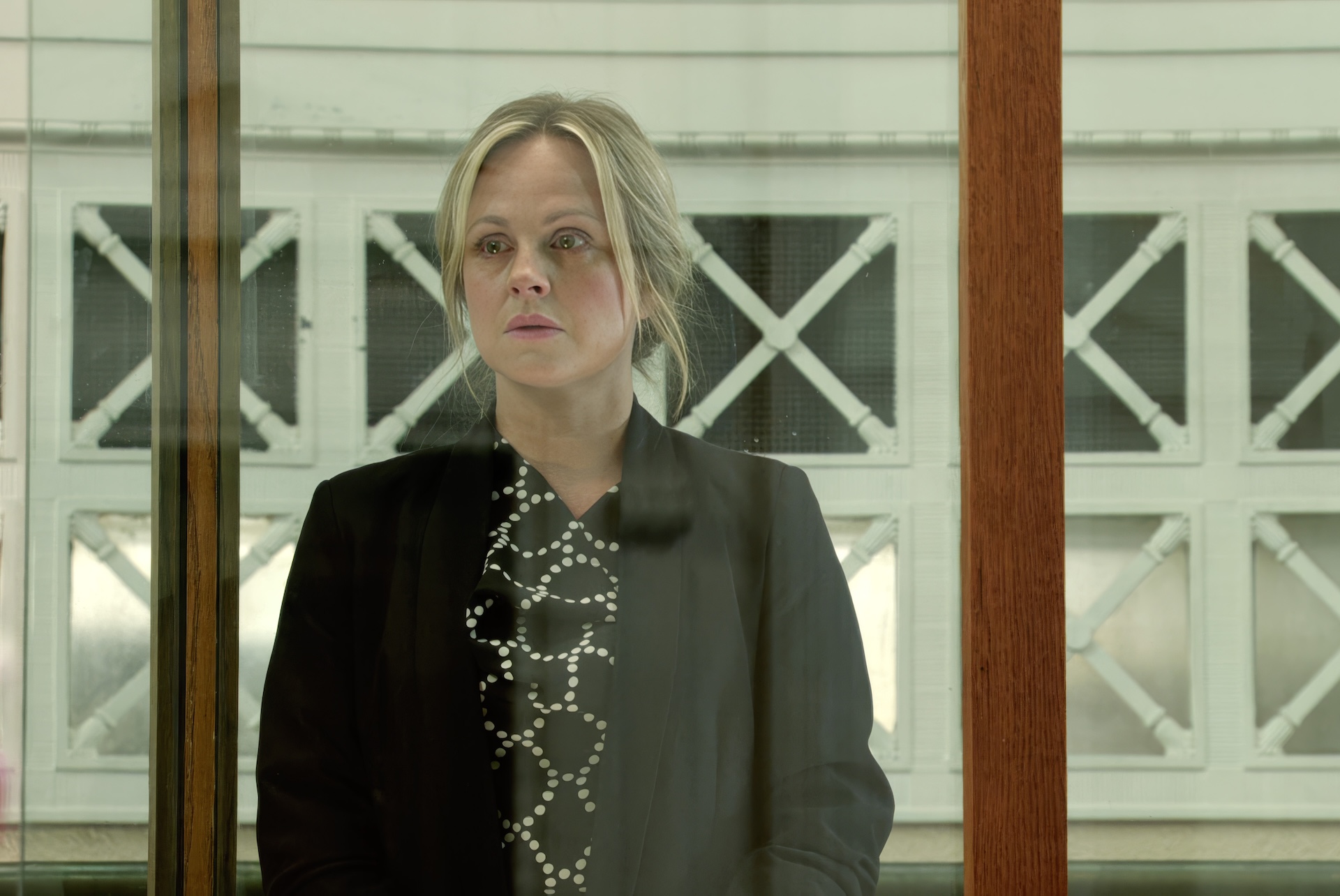 Sarah nervously awaits the verdict (Credit: ITV)