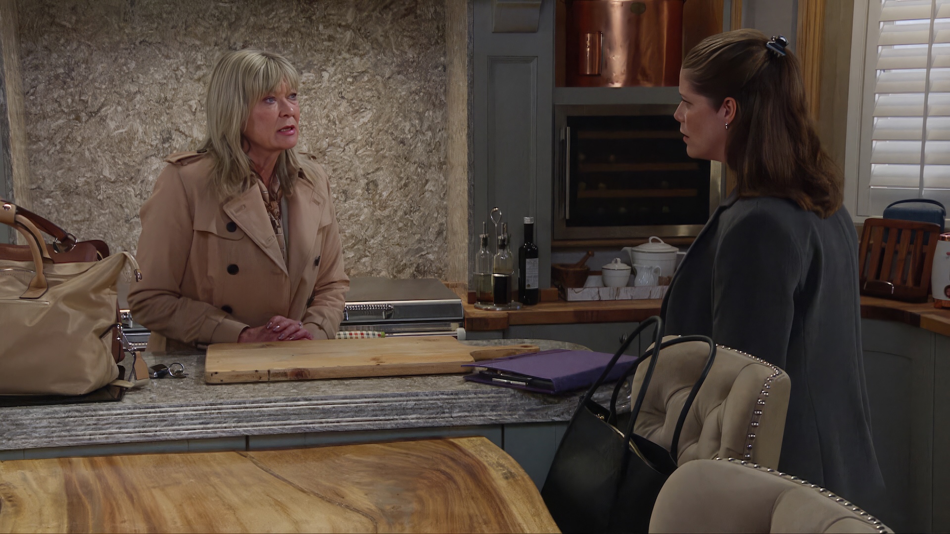 A social worker throws Kim as she's caught in her lie in Emmerdale spoilers (Credit: ITV)