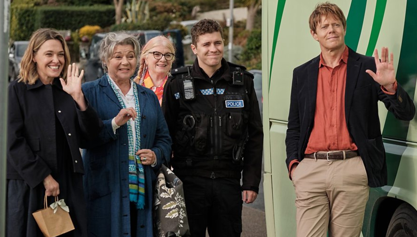 The cast of BBC's Beyond Paradise series 4 in a still from the show