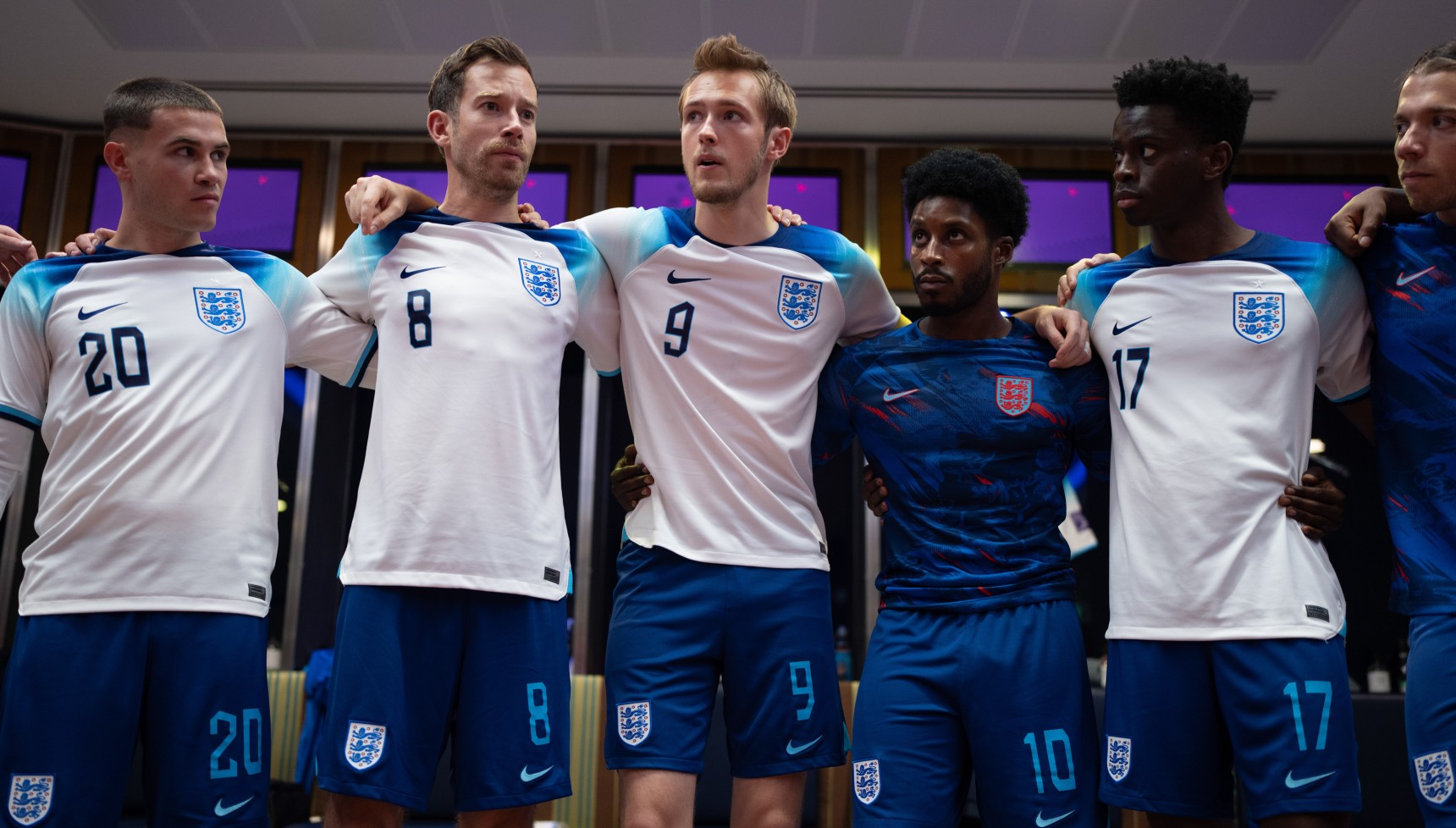 Six members of the England team in Dear England