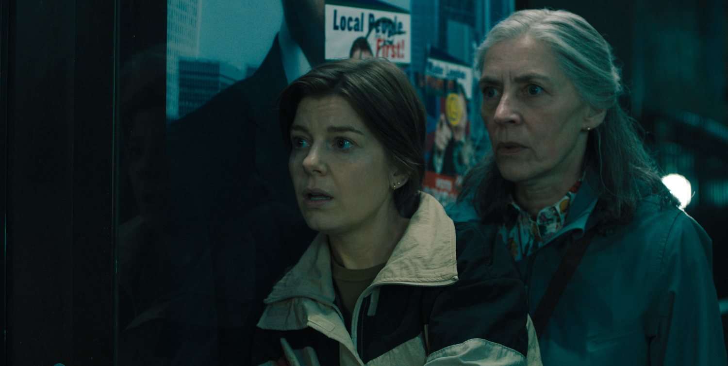 Close up of Aimee Ffion-Edwards as Shirley and Saskia Reeves as Catherine in Slow Horses.
