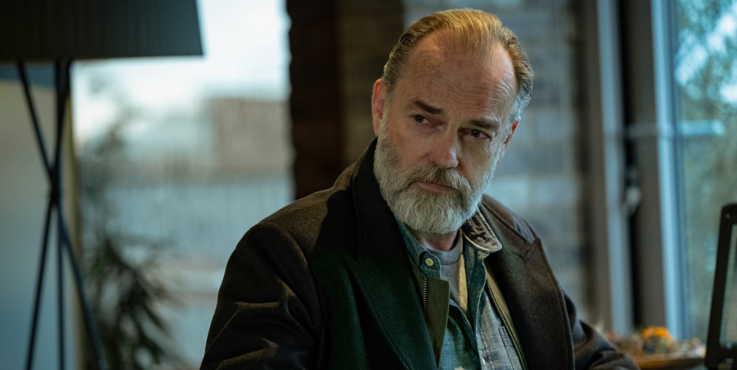 Close up of Hugo Weaving as Frank Harkness in Slow Horses season 4.