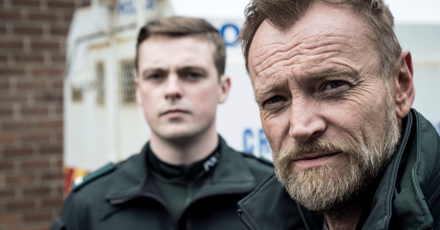 Richard Dormer as Gerry Cliff, and Nathan Braniff as Tommy Foster in Blue Lights 