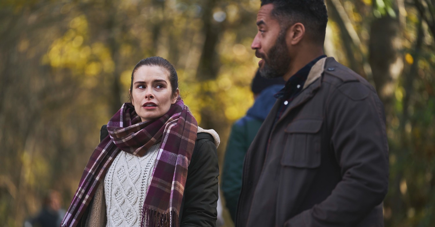 Rachel Shenton and Samuel Anderson filming The Rumour