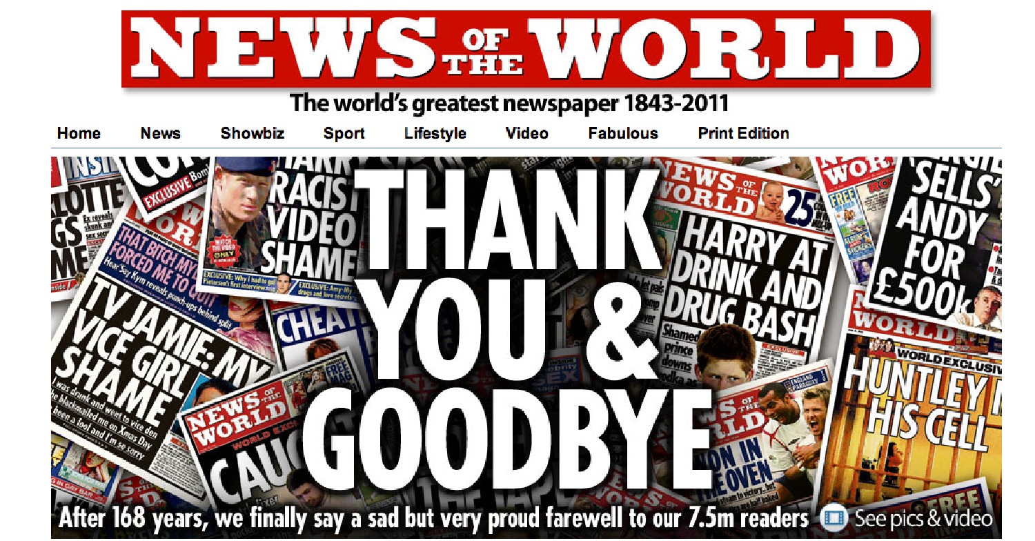 The last ever edition of News of the World