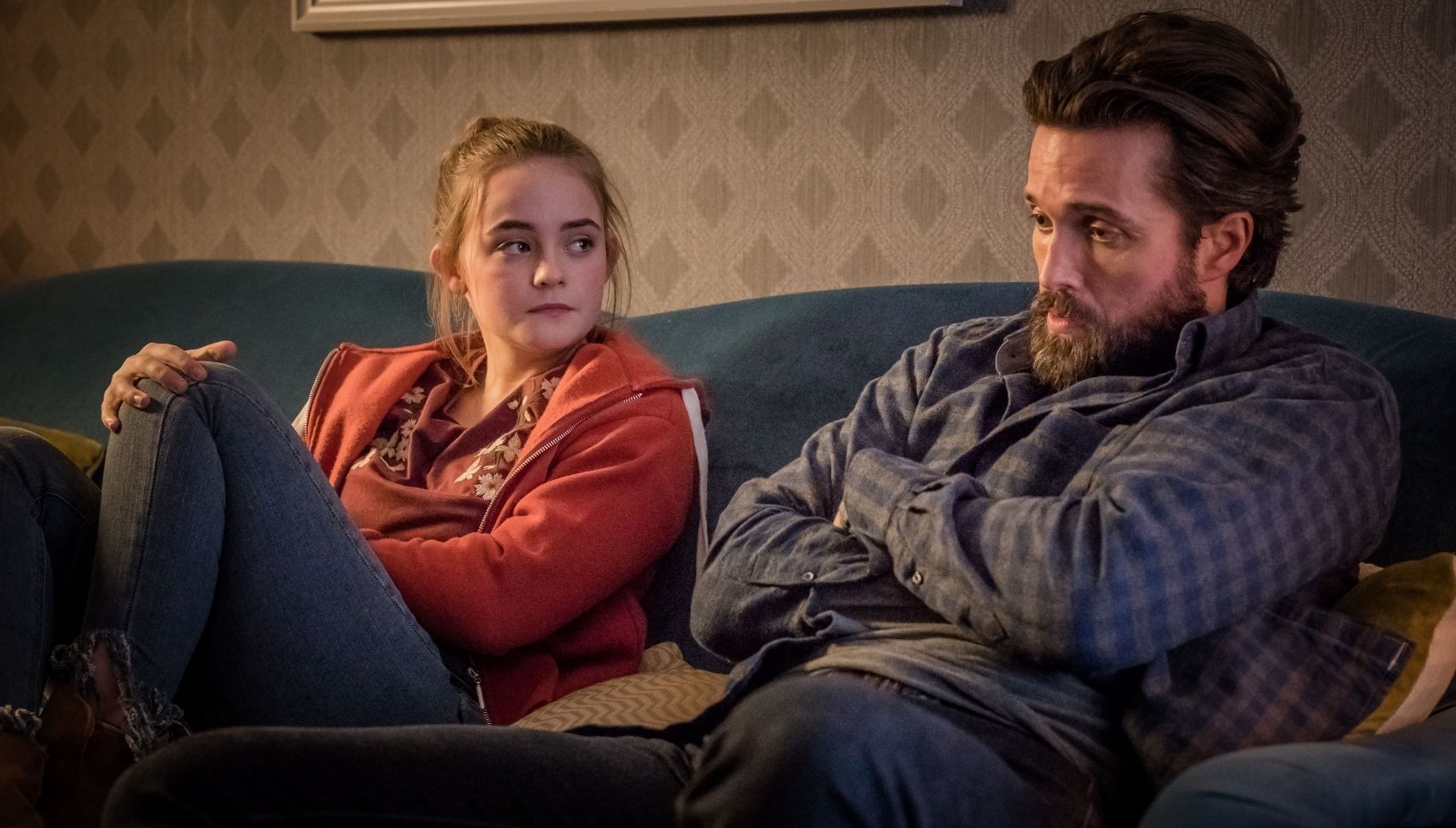 Millie Gibson as Lily and Emmett J Scanlan as Stephen in Butterfly