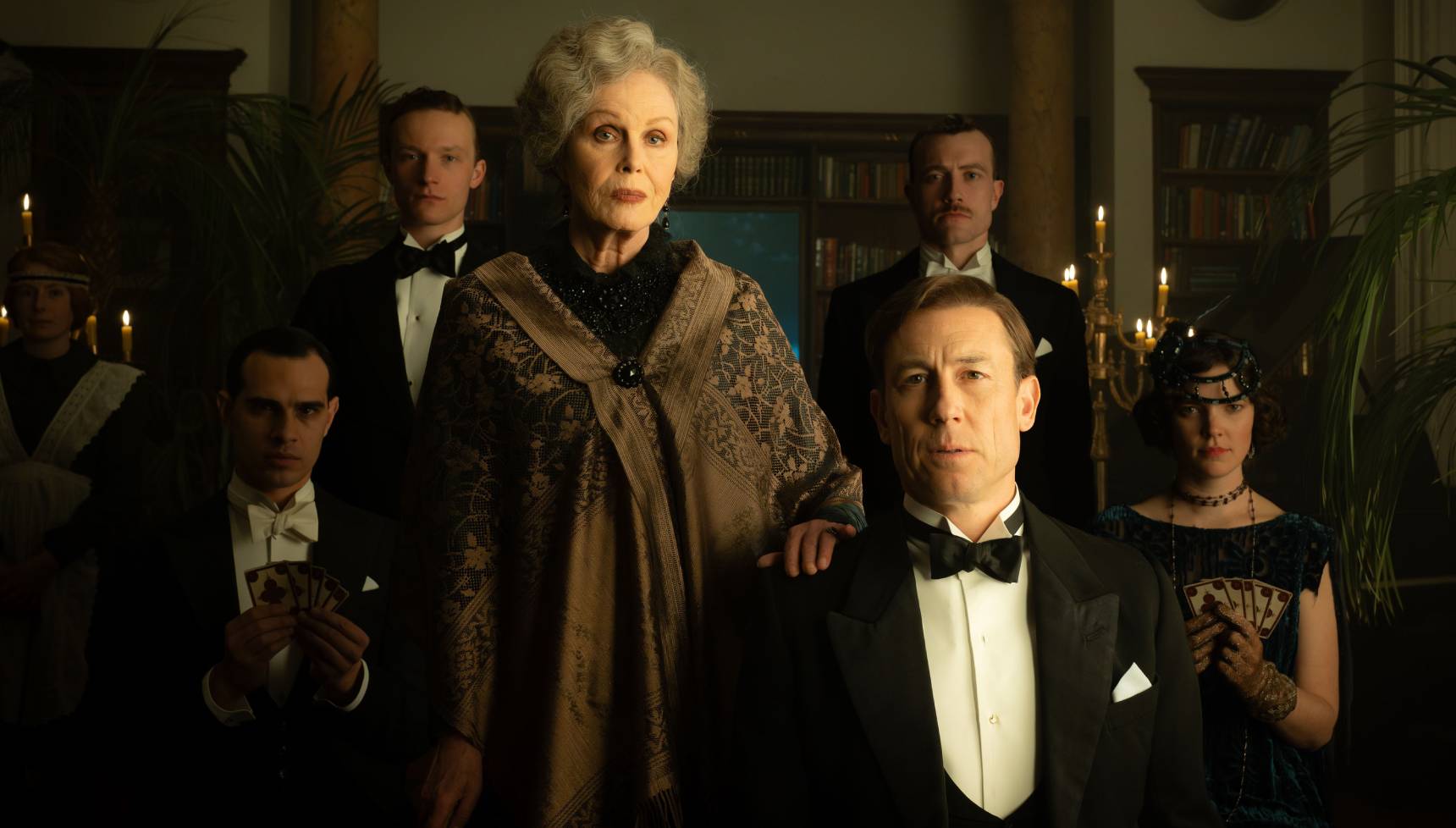 The Room in The Tower leads Joanna Lumley and Tobias Menzies in costume