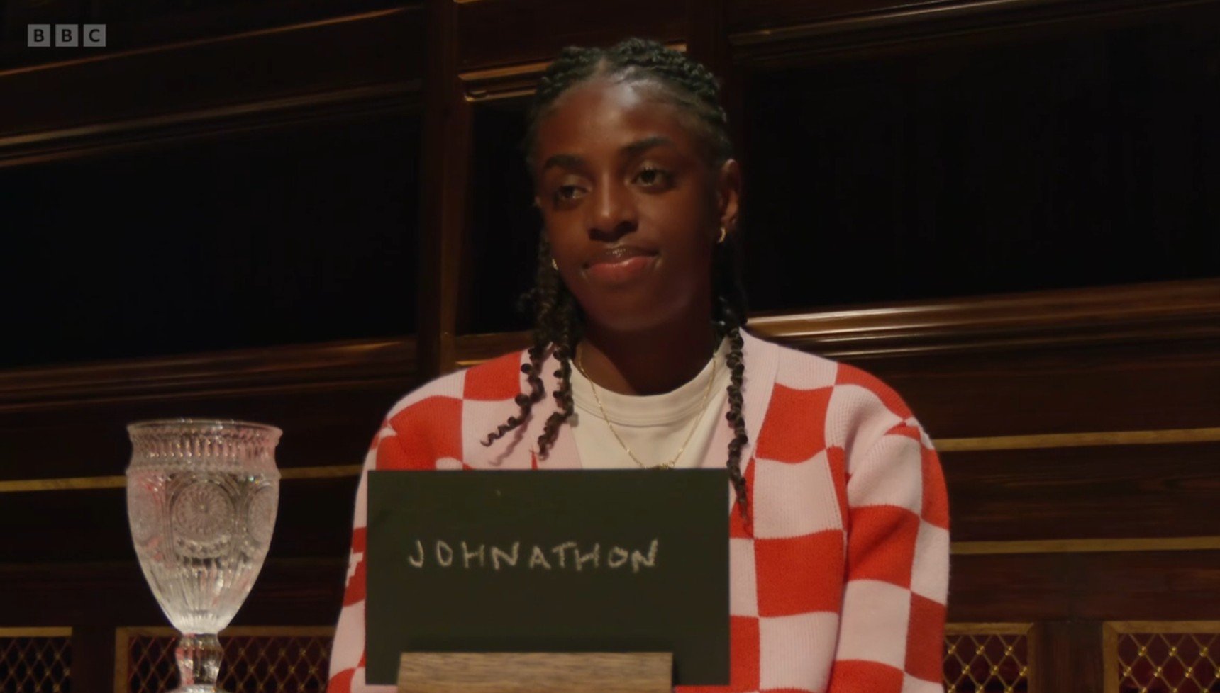 Cat Burns votes to banish Jonathan Ross at the Celebrity Traitors roundtable