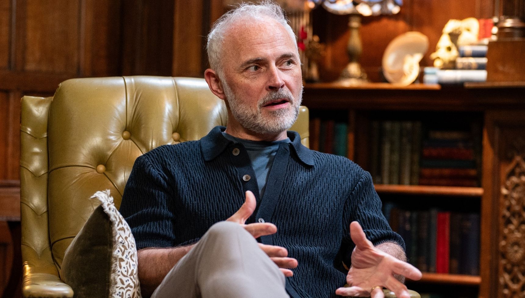 Mark Bonnar talking to Claudia Winkleman