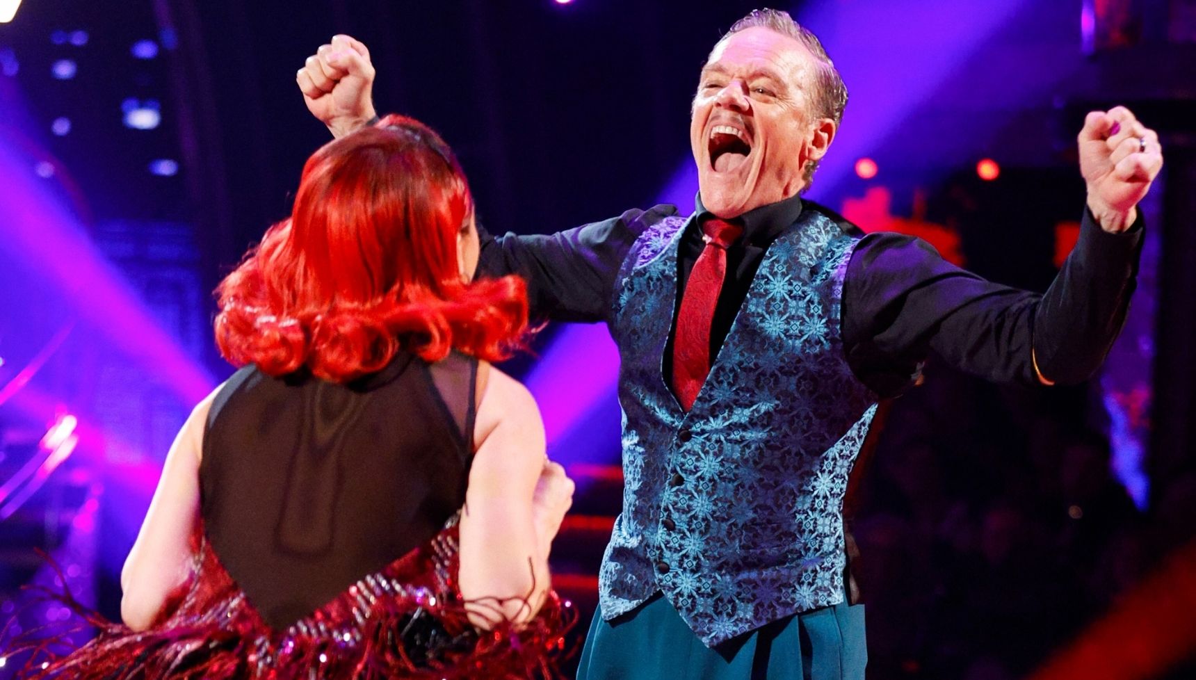 Stefan Dennis jumping for joy