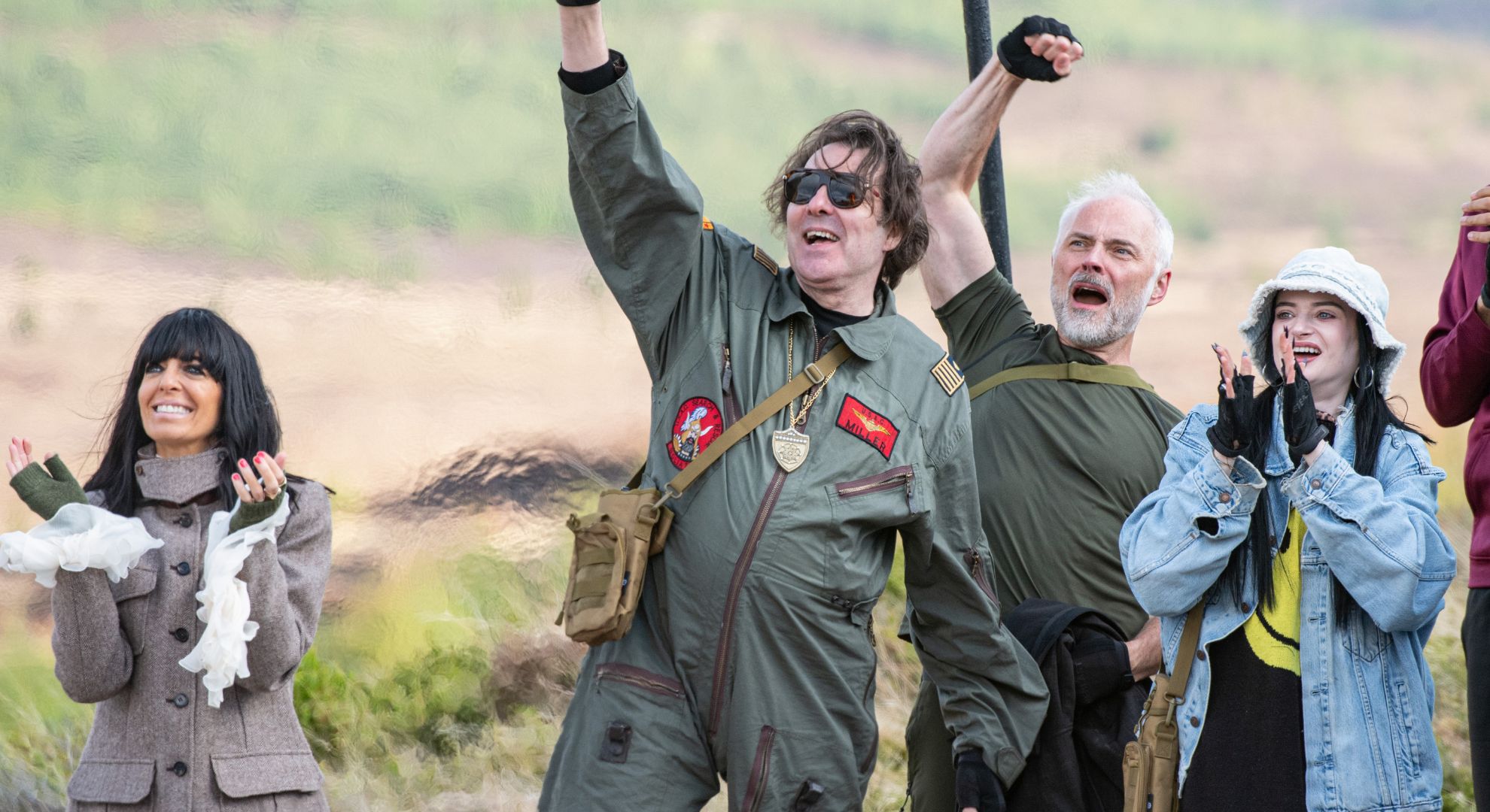 Jonathan Ross and Mark Bonnar punching the air