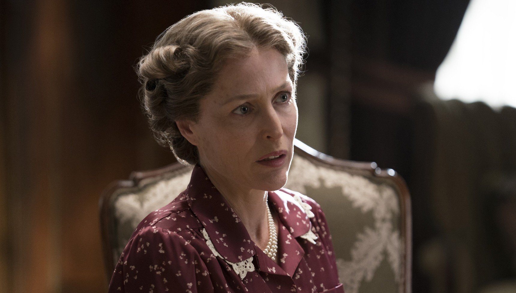Gillian Anderson in costume as first lady Eleanor Roosevelt