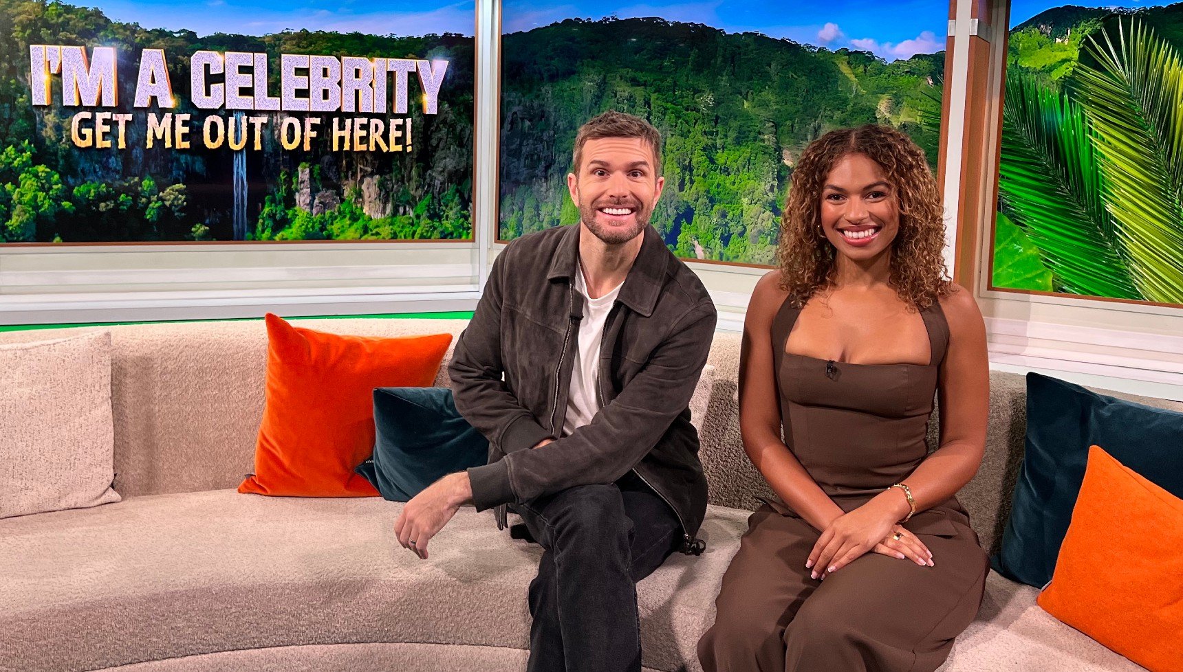 Joel Dommett and Kemi Rodgers hosting I'm A Celebrity... Unpacked