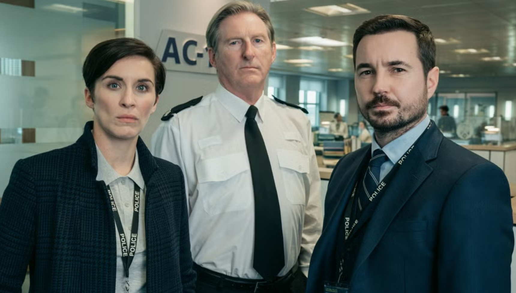 Vicky McClure, Adrian Dunbar and Martin Compston in Line of Duty