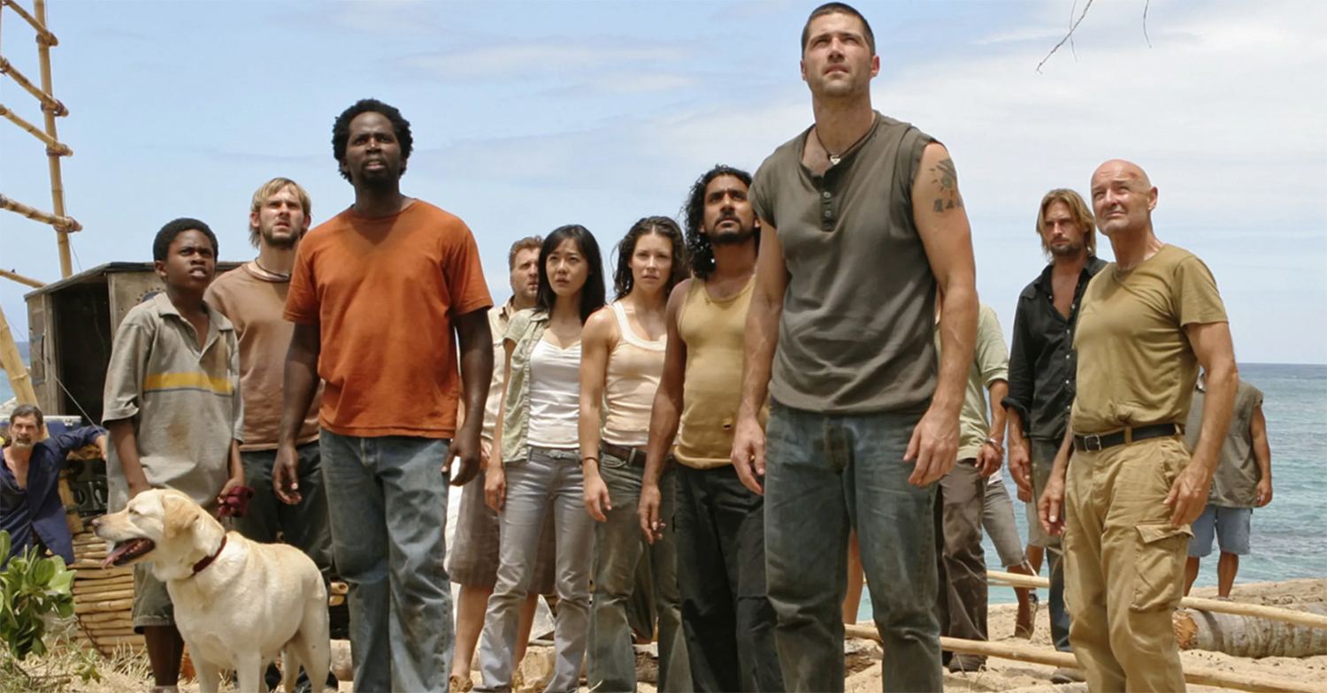 The lead cast of Lost standing on a beach