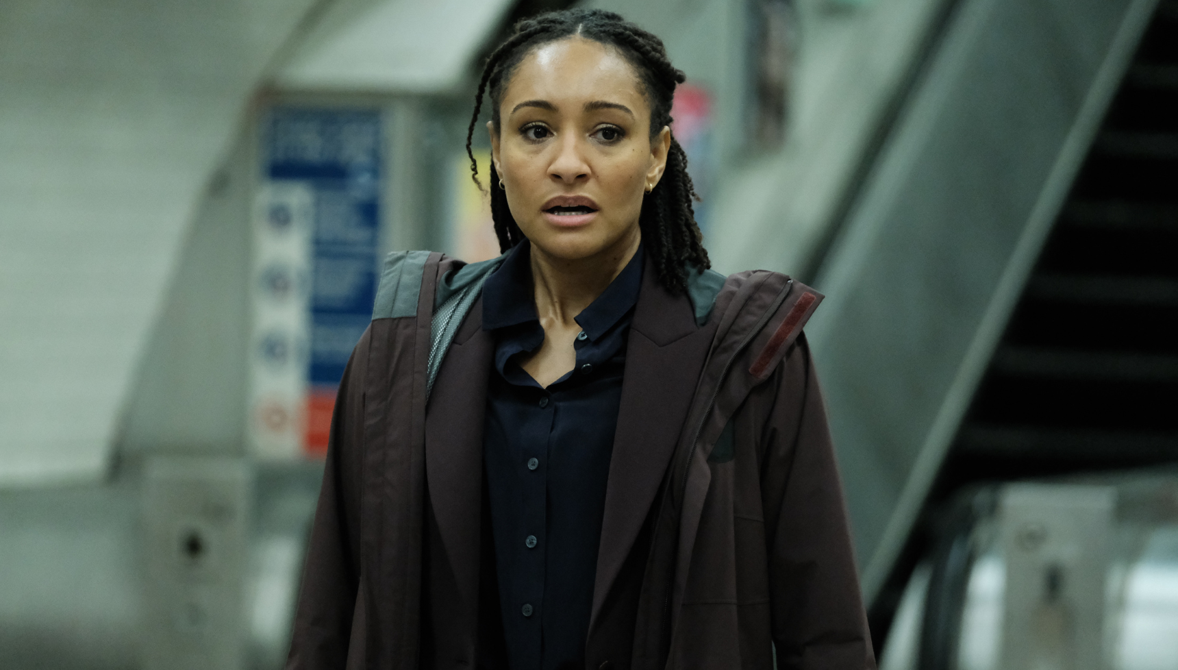 A close up of Natalie Simpson in Trigger Point season 3.