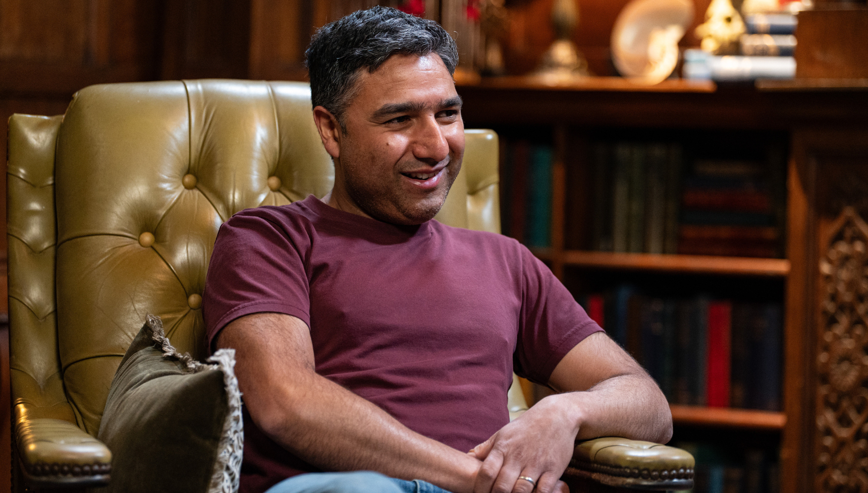 Nick Mohammed being interviewed on Celebrity Traitors