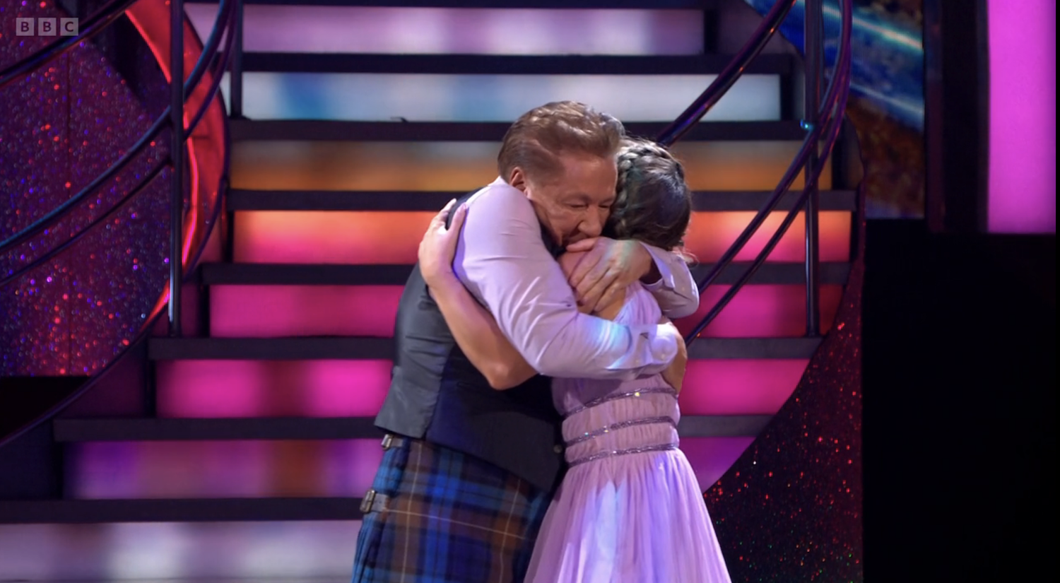 Emotional Ross King hugs partner Jowita Przystal 