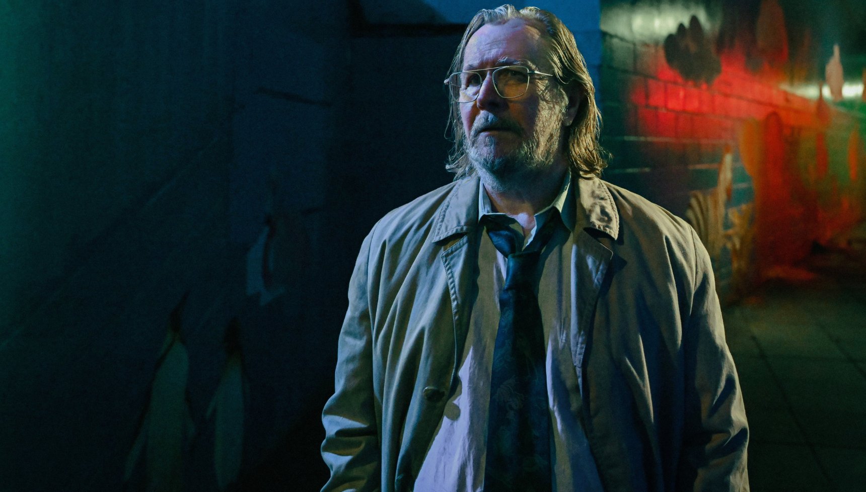 A close up of Gary Oldman in Slow Horses season 5 episode 5.