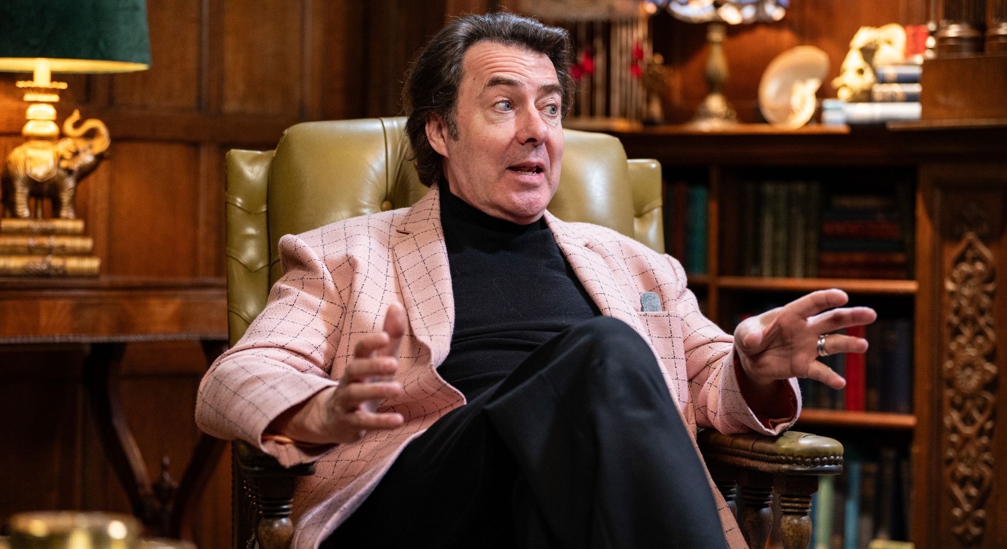 Jonathan Ross in pink suit jacket