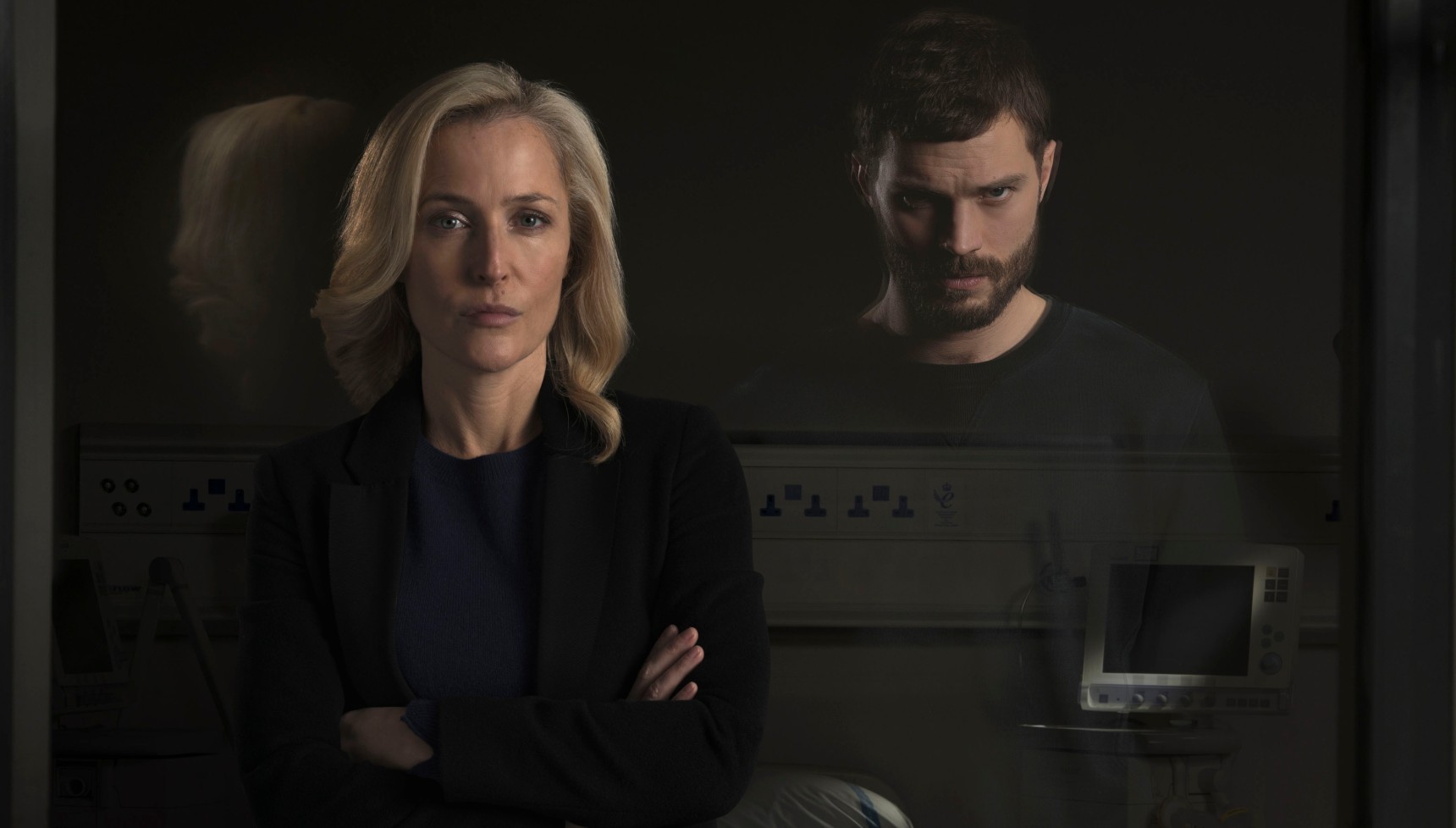 Gillian Anderson and Jamie Dornan's characters in The Fall