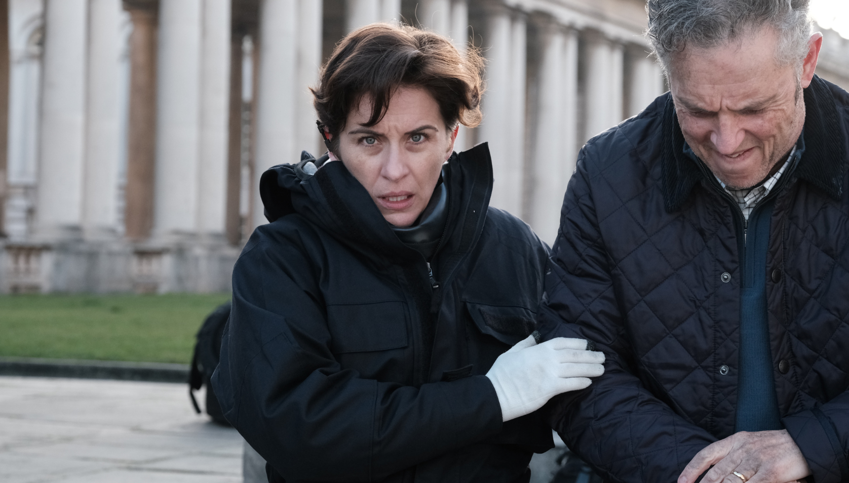 A close up of Vicky McClure escorting a man in Trigger Point season 3.