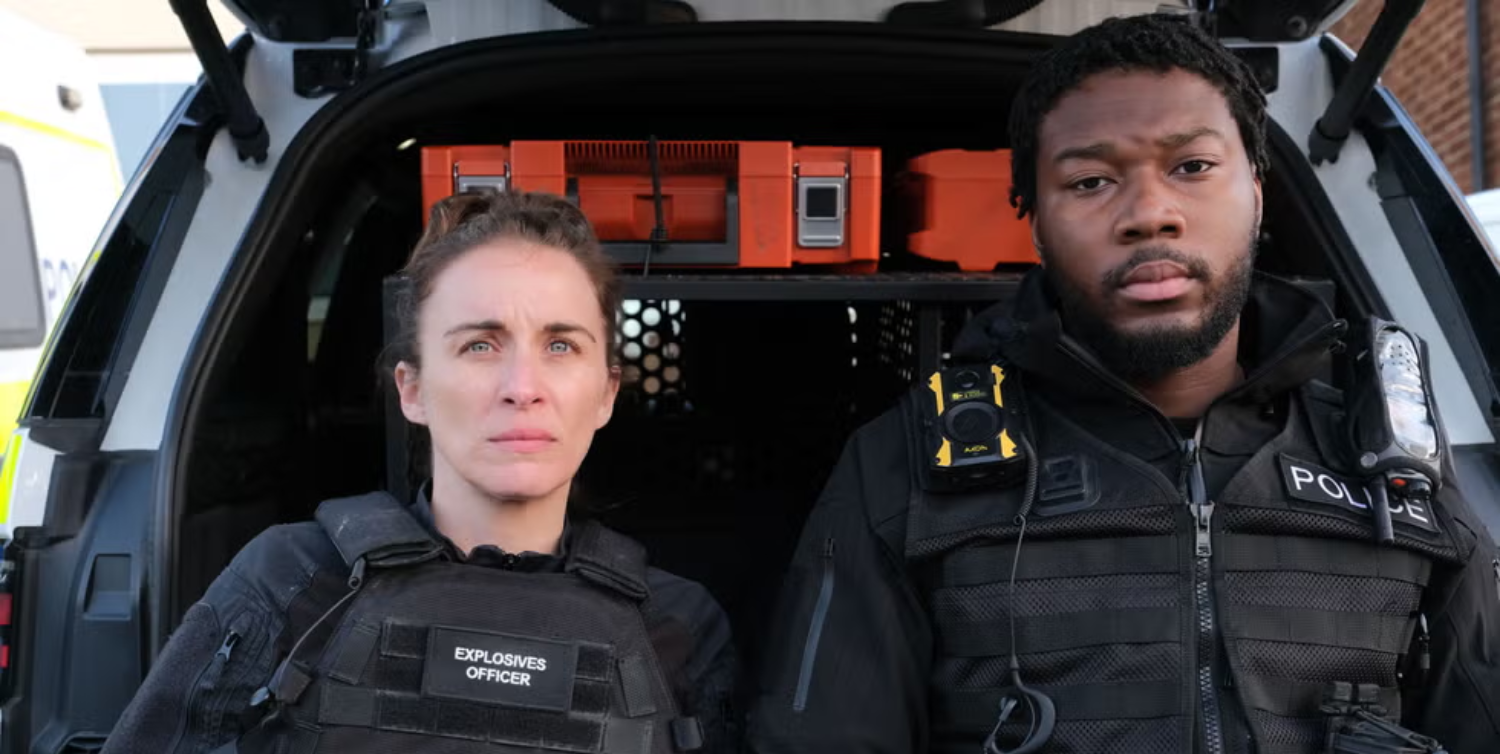 Vicky McClure and Eric Shango wearing EXPO uniform in Trigger Point season 2.