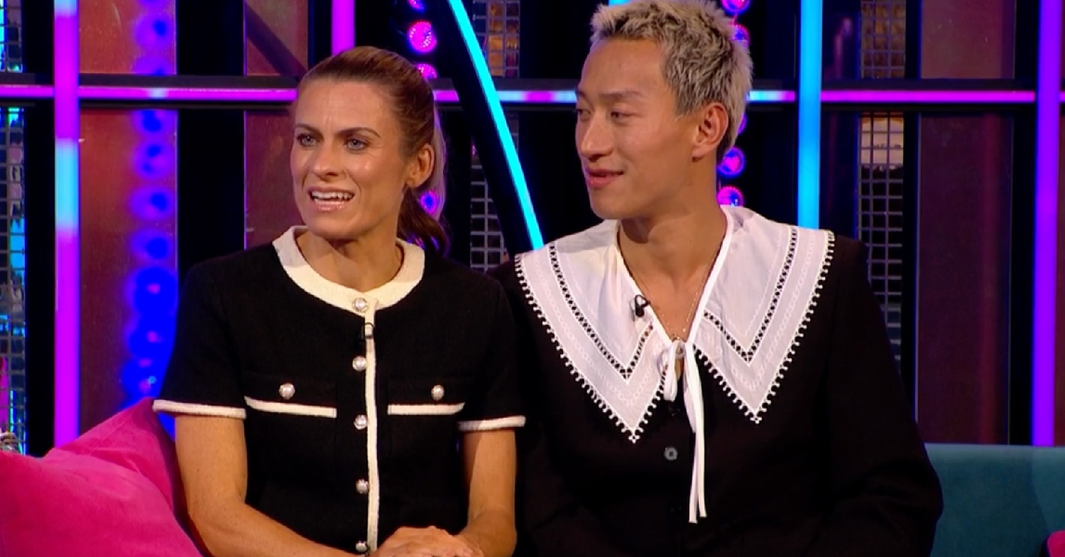 Karen and Carlos on Strictly It Takes Two in black and white outfits
