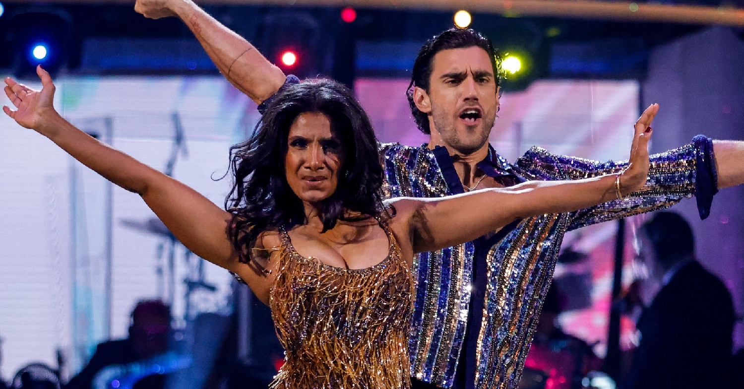 EastEnders' Balvinder Sopal in gold sparkly dress