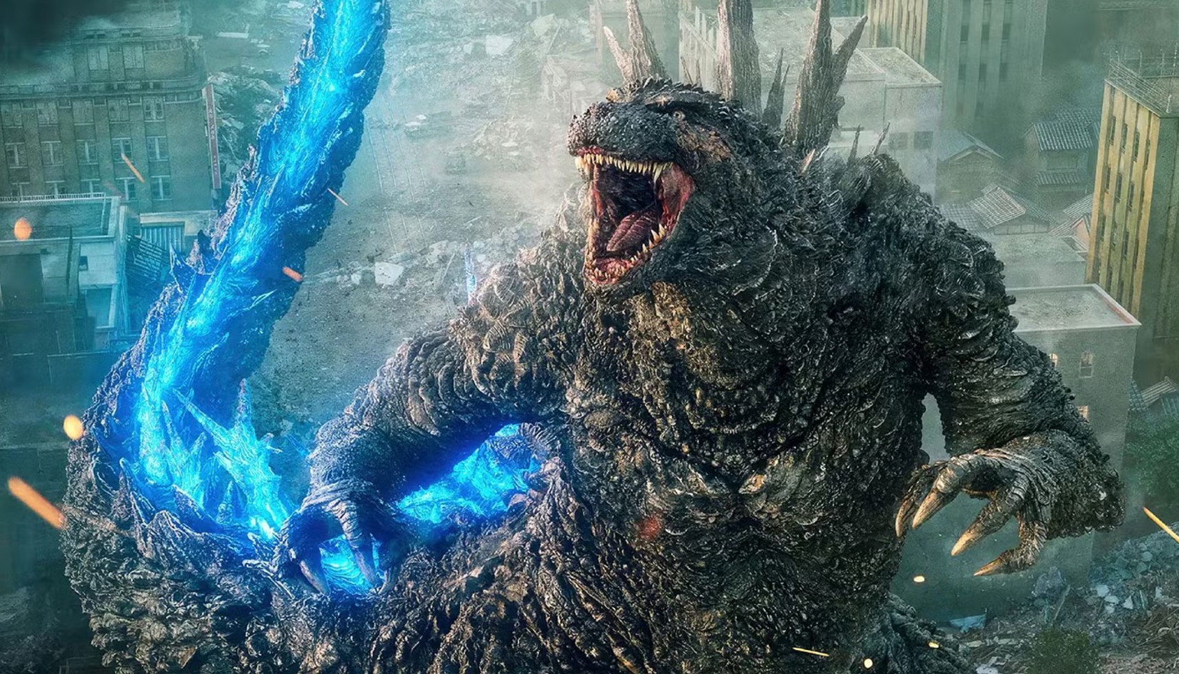 Godzilla with his blue tail in Godzilla Minus One