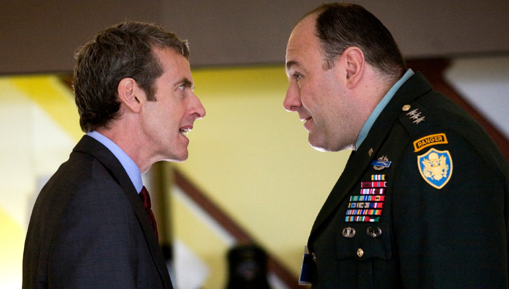 Malcolm Tucker shouting at James Gandolfini's army general in In the Loop