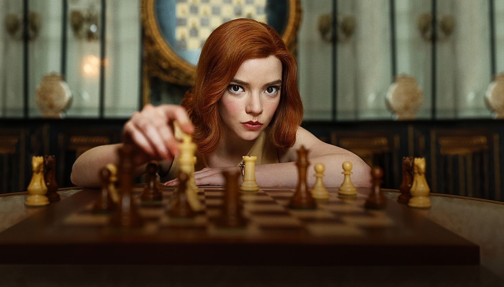 Anya Taylor-Joy playing chess in The Queen's Gambit