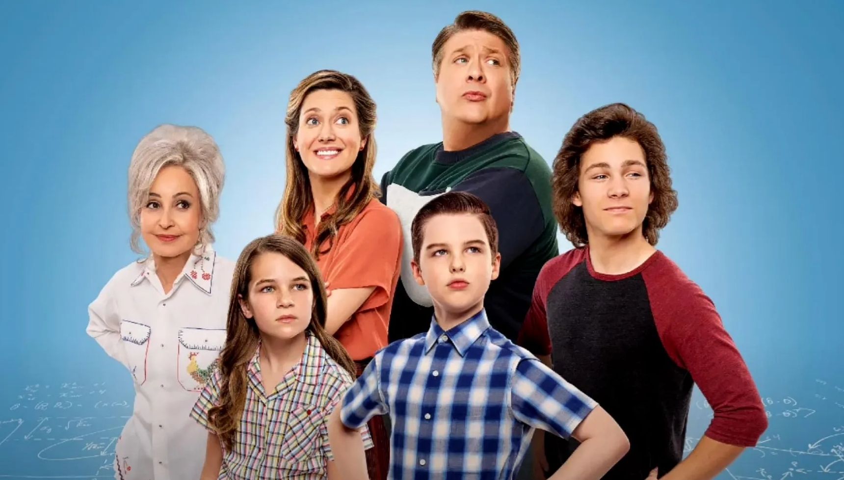 The cast of Young Sheldon posing on the poster