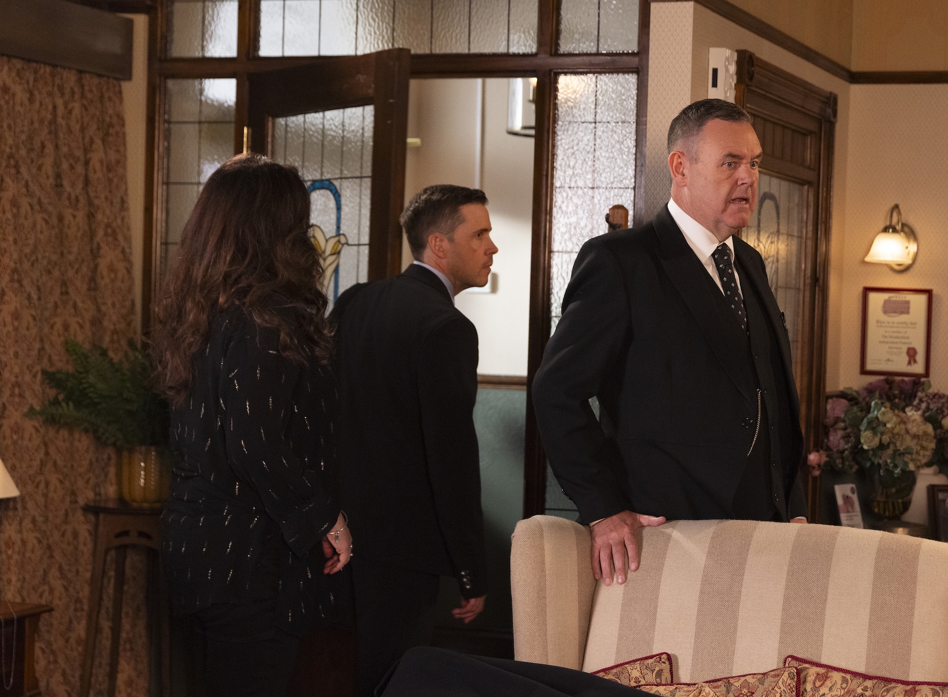 Coronation Street's George, Todd and Christina angry