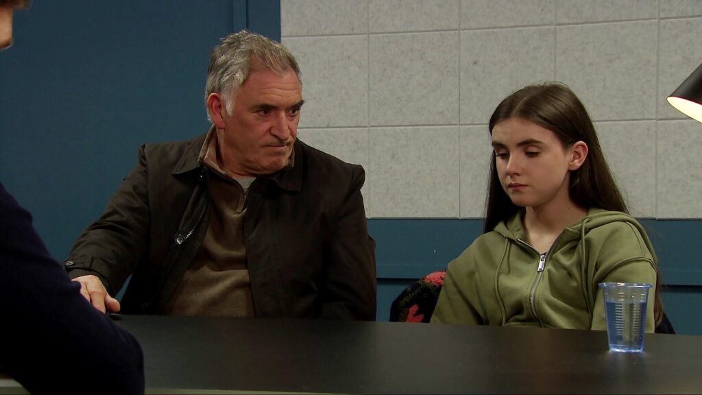 Bob supports April at the police station