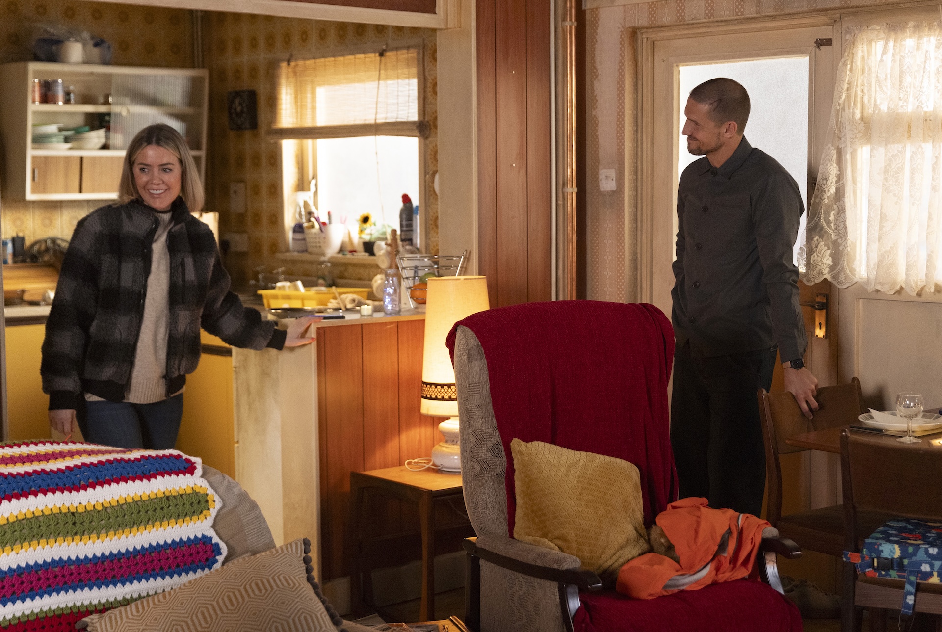 Coronation Street's Abi and Carl smiling