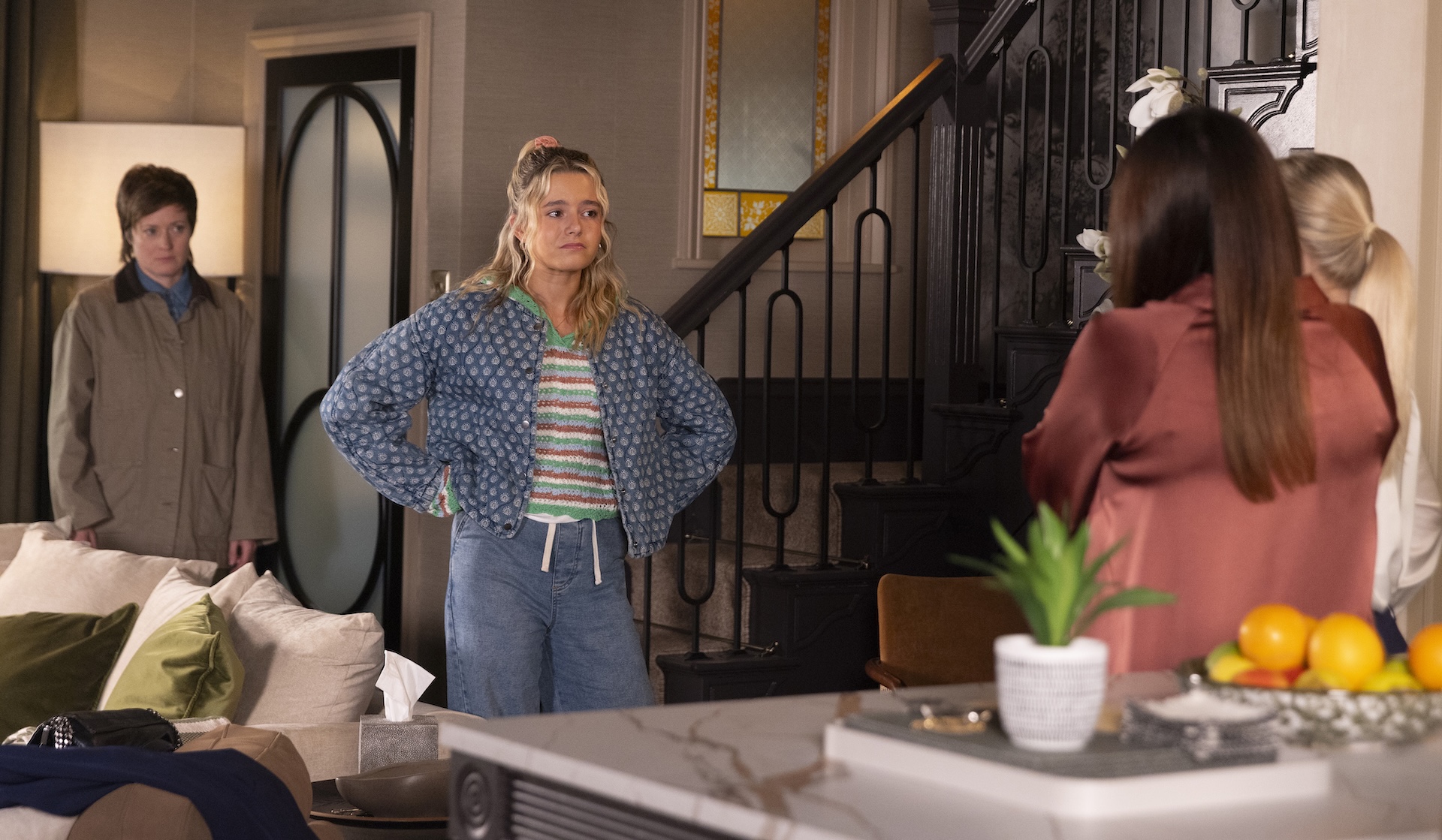Coronation Street's Betsy, Becky, Carla and Lisa seriously talking