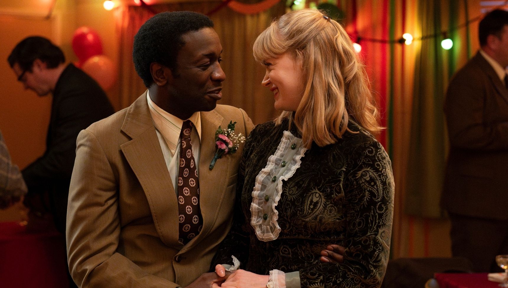 Cyril and Rosalind looking into one another's eyes in Call the Midwife