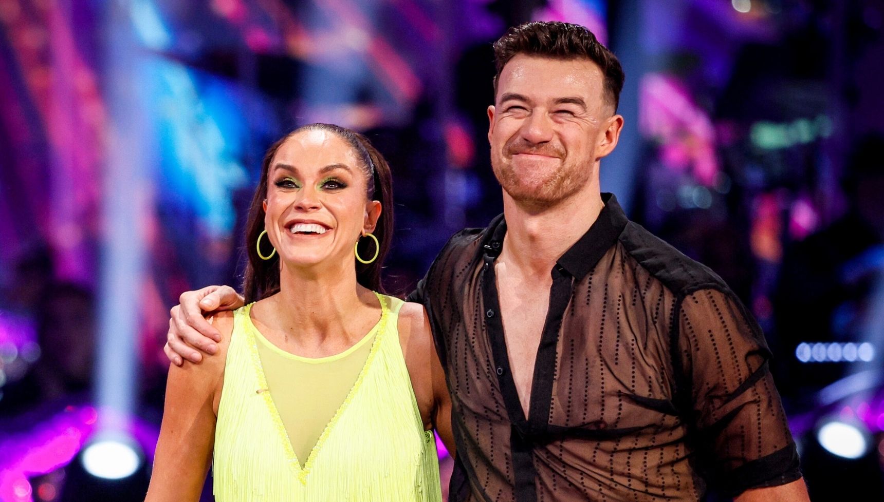 Vicky Pattison and Kai Widdrington smiling on Strictly